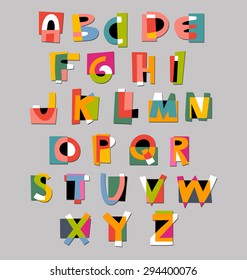 Abstract alphabet font. Paper cut-out style