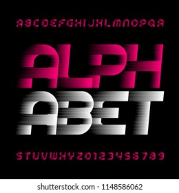 Abstract alphabet font. Speed effect type letters and numbers. Stock vector typeface.