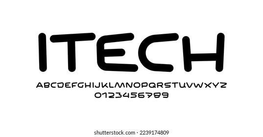 Abstract alphabet font, tech typography for your designs logo or brand name, vector illustration 10EPS
