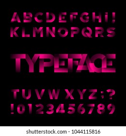 Abstract alphabet font. Type letters and numbers. Black background. Stock vector typeface for your design.