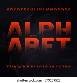 Abstract alphabet font. Type letters and numbers on a dark polygonal background. Vector typeface for your design.