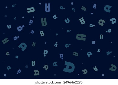 Abstract Alphabet geometric pattern letters Random layout on dark background. Gift wrapping paper. Bed sheets and interior. School and learning theme or poster y2k