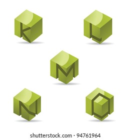 Abstract Alphabet Icon Symbol letters k L M N O EPS 8 vector, grouped for easy editing. No open shapes or paths.