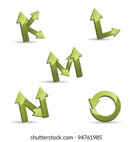 Abstract Alphabet Icon Symbol letters k L M N O EPS 8 vector, grouped for easy editing. No open shapes or paths.