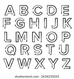 Abstract alphabet letters, hand drawn abstract brush stroke letters