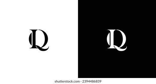 Resumen de letras de alfabeto Logo inicial IQ en color blanco y negro