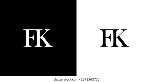 Abstrakte Alphabet-Buchstaben Initials Monogram-Logo FK oder KF minimalistisch in schwarz-weißer Farbe