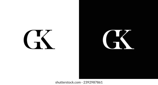 Abstract Alphabet letters Initials Monogram logo KG or GK in black and white color