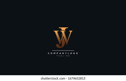 Abstract Alphabet letters monogram icon logo of JW, WJ, J and W