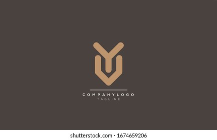 Abstract Alphabet letters monogram icon logo of YV, VY, Y and V