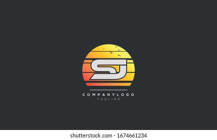 Abstract Alphabet letters monogram icon logo of SJ