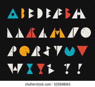 Abstract alphabet letters in retro style. Cool vector illustration.