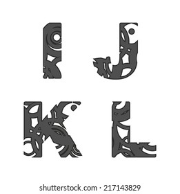 abstract alphabet letters shape of circles in two colors