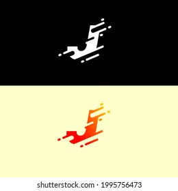 Plantilla de diseño del logotipo del alfabeto abstracto. Tipo de letra inusual del vector dinámico. fuego rápido