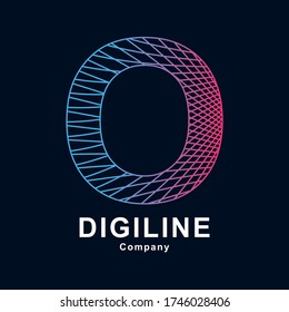 Abstract alphabet O letter line vector template logo. Suitable for technology, digital and dimension icon