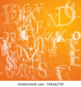 Abstract alphabet on orange background sketch - vector illustration