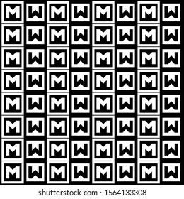 Abstract alphabet pattern for paper, fashion textiles. Black and white background. Creative modern design with abstract elements.