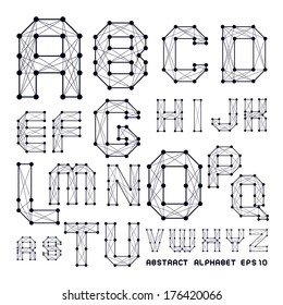 the abstract alphabet with points and being crossed lines