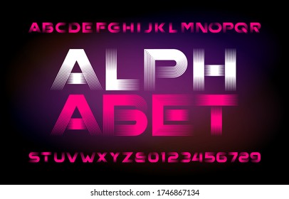 Abstract alphabet typeface. Modern letters and numbers. Easy color change. Stock vector typescript for your typography design. Abstract blurred background.