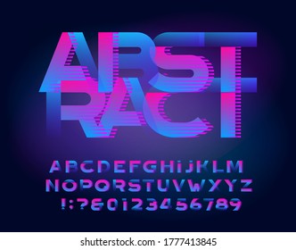 Resumen de la escritura del alfabeto. Letras y números modernos. Alfabeto vector de material para su diseño tipográfico. Resumen de fondo borroso.