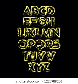 Abstract Alphabet Vector With Hand Drawn Texture