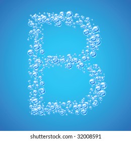 Abstract alphabet of water bubbles. Letter b
