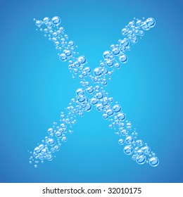 Abstract alphabet of water bubbles. Letter x