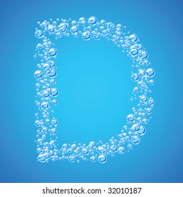 Abstraktes Alphabet von Wasserblasen. Buchstabe d