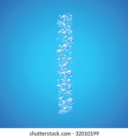Abstract alphabet of water bubbles. Letter i