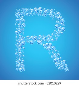 Resumen del alfabeto de las burbujas de agua. Letra r