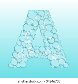 Abstract alphabet of water bubbles. Letter A