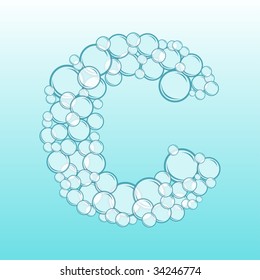 Abstract alphabet of water bubbles. Letter C