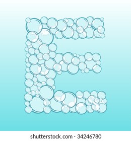 Abstract alphabet of water bubbles. Letter E
