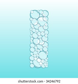 Abstract alphabet of water bubbles. Letter I