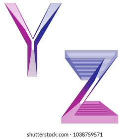 Abstract alphabet YZ letter neon lines vector