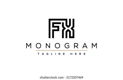 Abstract Alphabets Letters FX or XF Logo