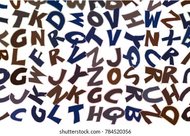 Abstract alphabets letters generative art background. Cartoon style vector.