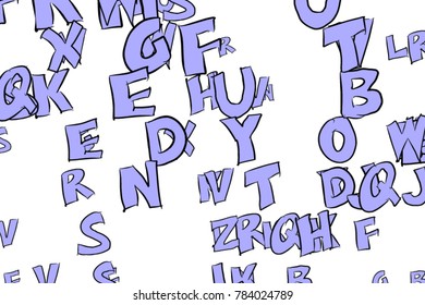 Abstract alphabets letters. Good for web page, wallpaper, graphic design, catalog, texture or background. Cartoon style vector.