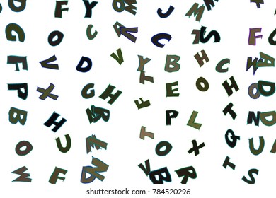 Abstract alphabets letters. Good for web page, wallpaper, graphic design, catalog, texture or background. Cartoon style vector.