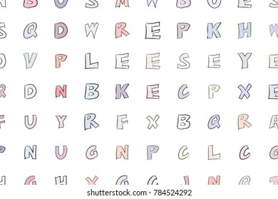Abstract alphabets letters. Good for web page, wallpaper, graphic design, catalog, texture or background. Cartoon style vector.