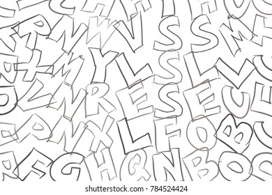 Abstract alphabets letters. Good for web page, wallpaper, graphic design, catalog, texture or background. Cartoon style vector.