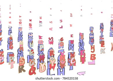 Abstract alphabets letters illustrations background. Cartoon style vector.