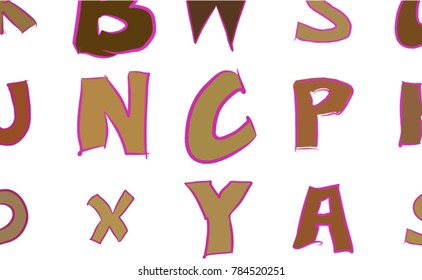 Abstract alphabets letters illustrations background. Cartoon style vector.