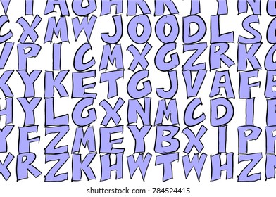 Abstract alphabets letters illustrations background. Cartoon style vector.