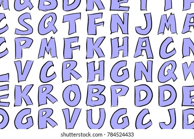 Abstract alphabets letters illustrations background. Cartoon style vector.