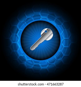 Abstract aluminium key icon technology background vector illustration