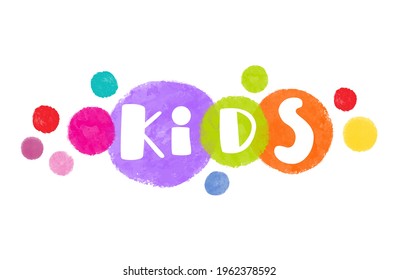 Abstract Amazing Watercolor Paint Vector Kids Logo Design From Colorful Circles.Design Template Rainbow Kids Zone Icon,children Clothing Store Sign,toys Shop Symbol,kids Club Logotype, Kindergarten