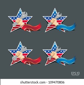 abstract america labor day with ribbon  icon vector
