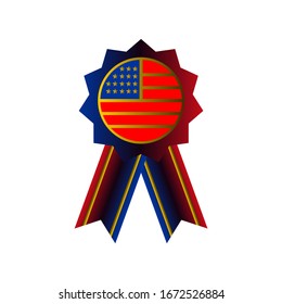 Abstract American country flag on a medal vector. Happy Independence day with a white background