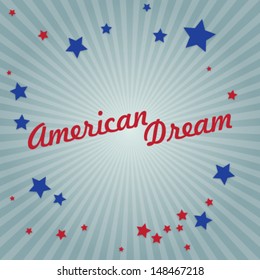 Abstract American Dream illustration on striped background